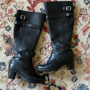 Clarks tall black leather boots